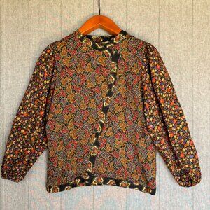 80s Vintage Diane Freis Original 100% Italian Wool Long Ballon Sleeve Blouse
